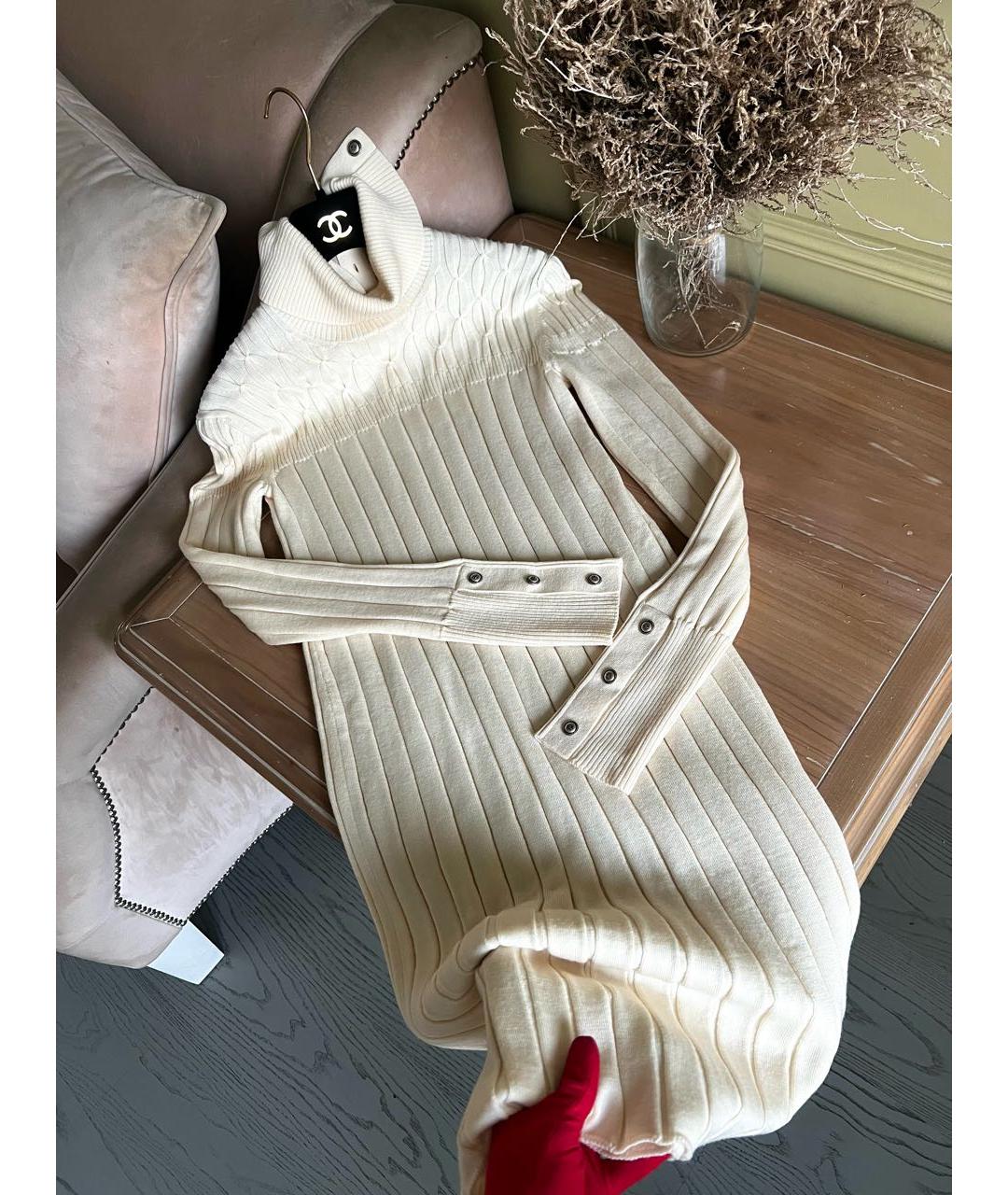 CHANEL Белое шерстяное повседневное платье, фото 5