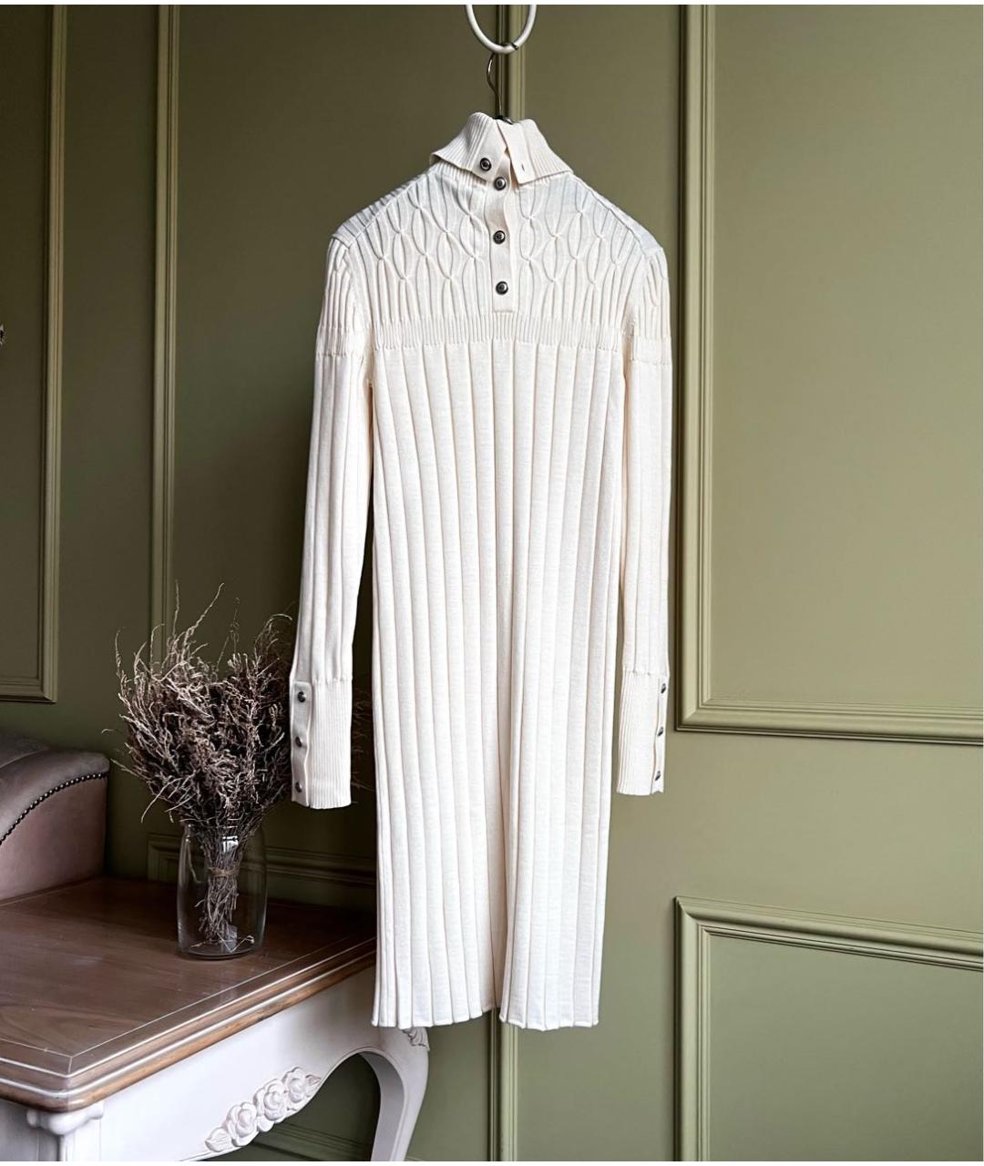 CHANEL Белое шерстяное повседневное платье, фото 3