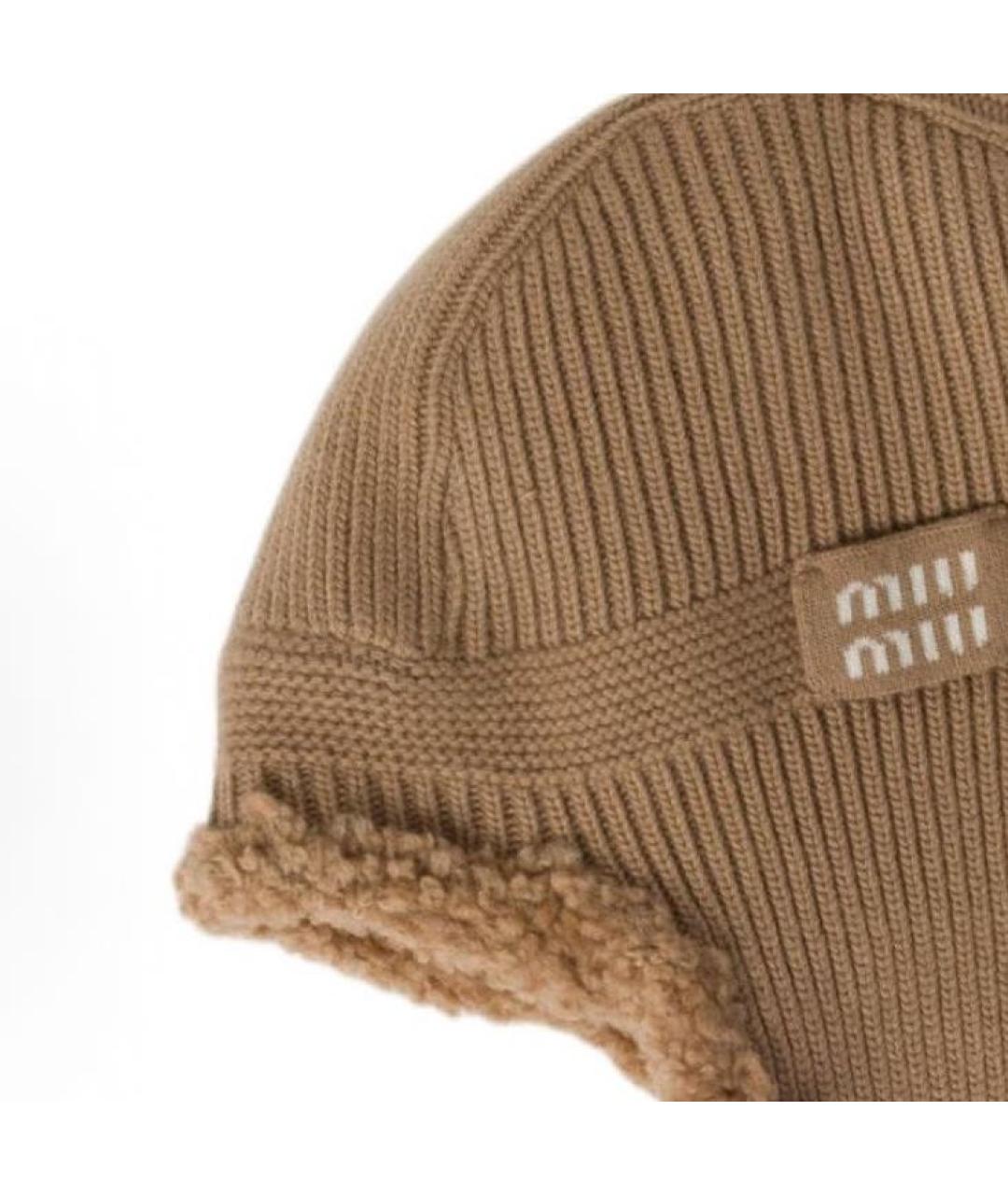 MIU MIU Коричневая кашемировая шапка, фото 3