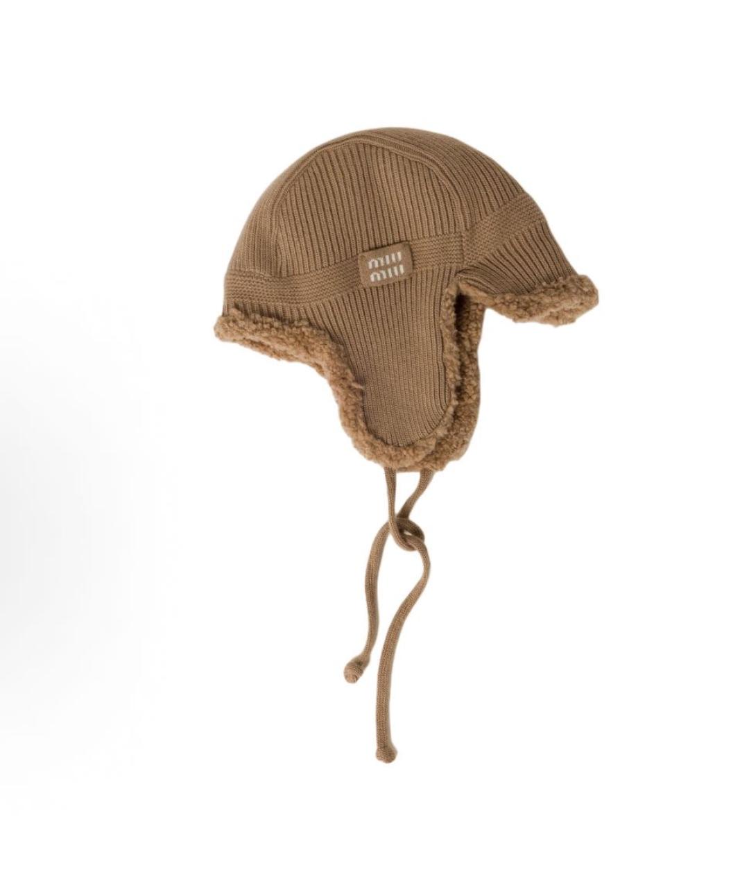 MIU MIU Коричневая кашемировая шапка, фото 2