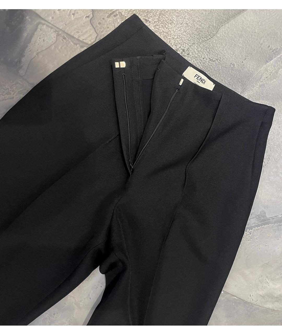 FENDI Черные шерстяные прямые брюки, фото 3