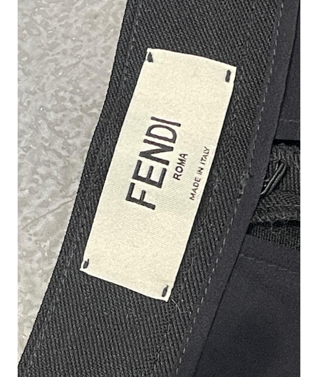 FENDI Черные шерстяные прямые брюки, фото 4