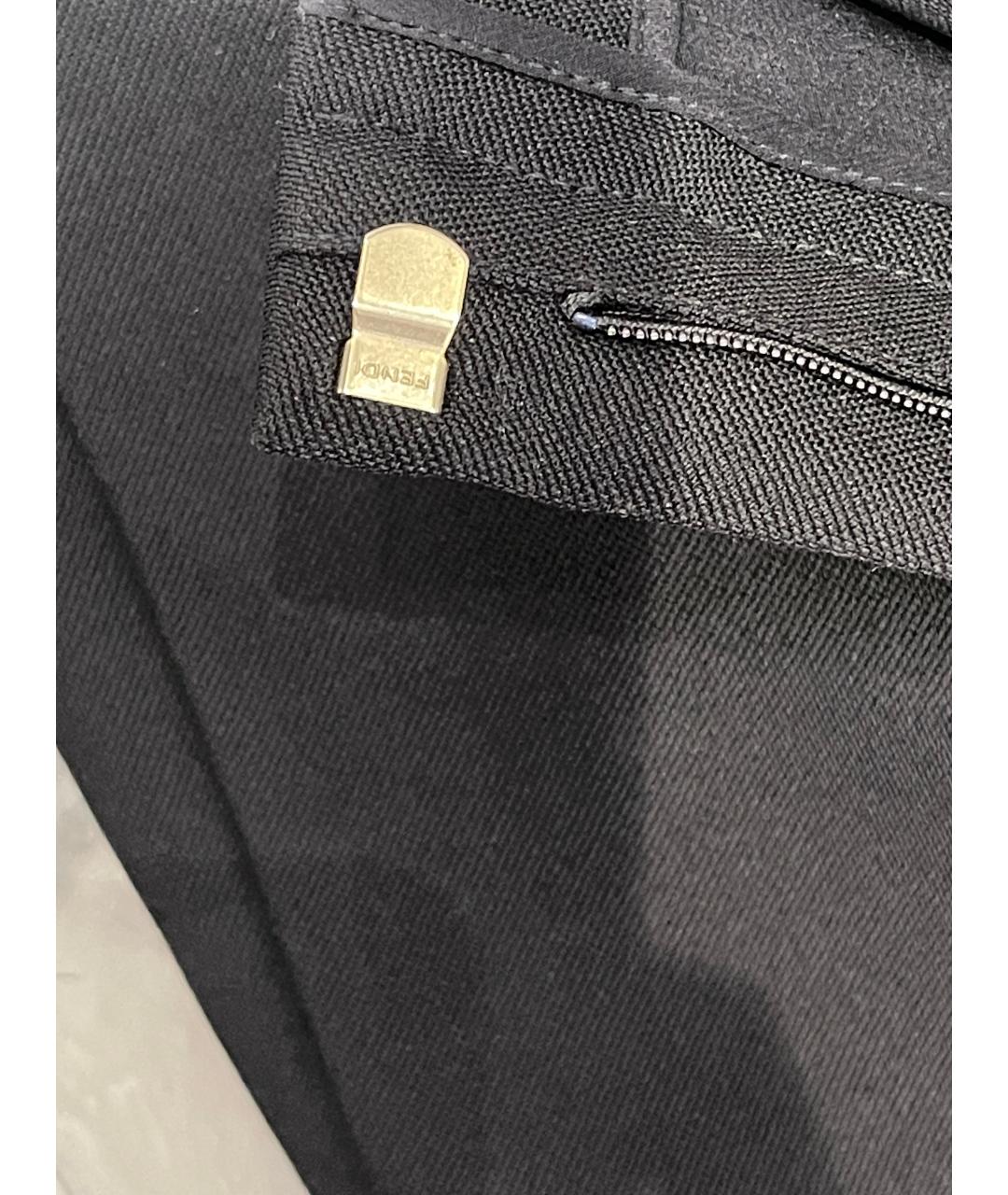 FENDI Черные шерстяные прямые брюки, фото 7