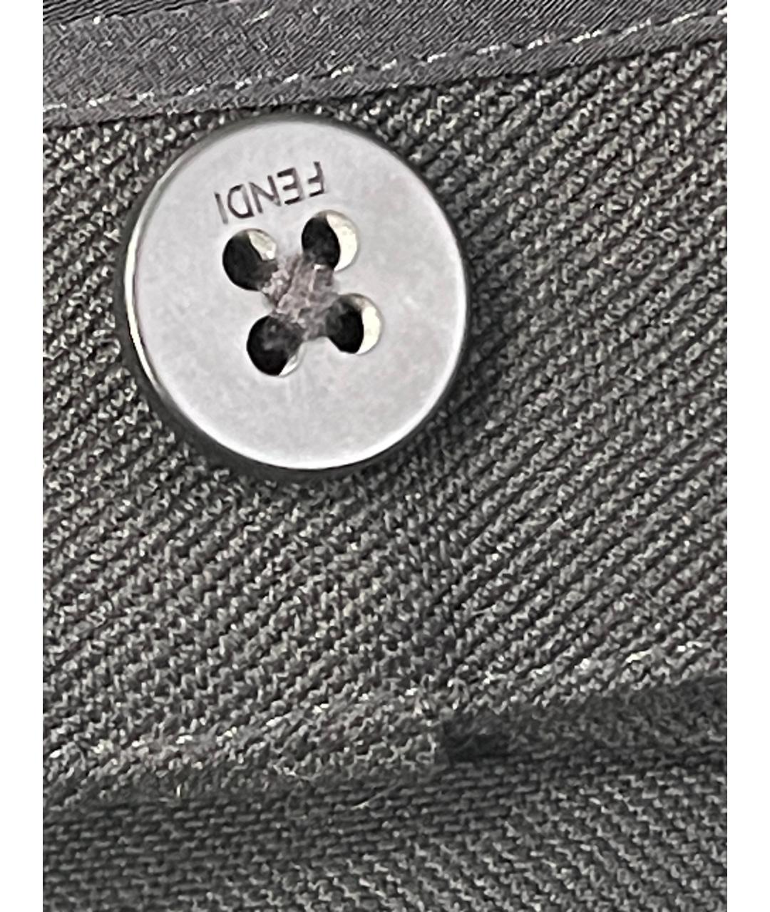 FENDI Черные шерстяные прямые брюки, фото 6