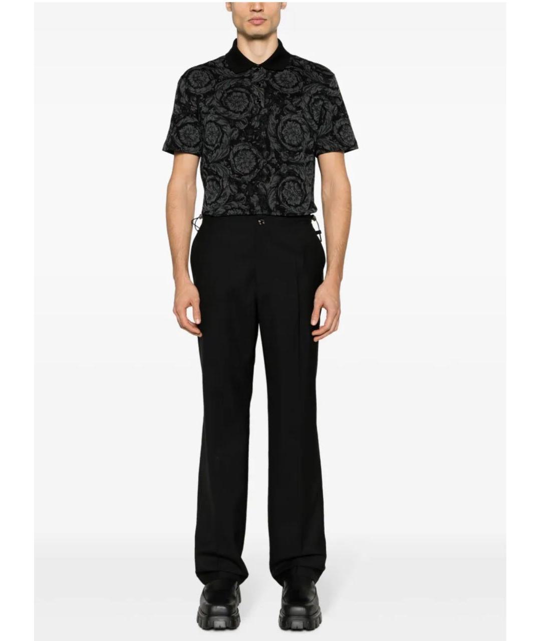 VERSACE Черное хлопковое поло с коротким рукавом, фото 3