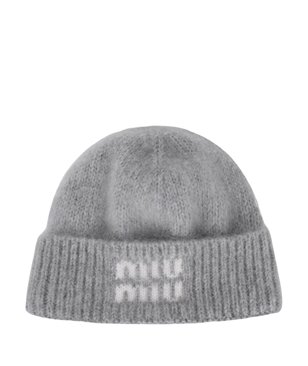 MIU MIU Серая шерстяная шапка, фото 1