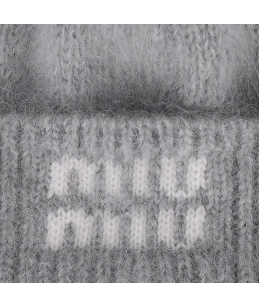 MIU MIU Серая шерстяная шапка, фото 4