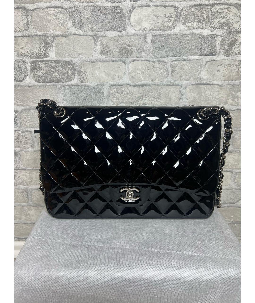 CHANEL Черная сумка через плечо из лакированной кожи, фото 9