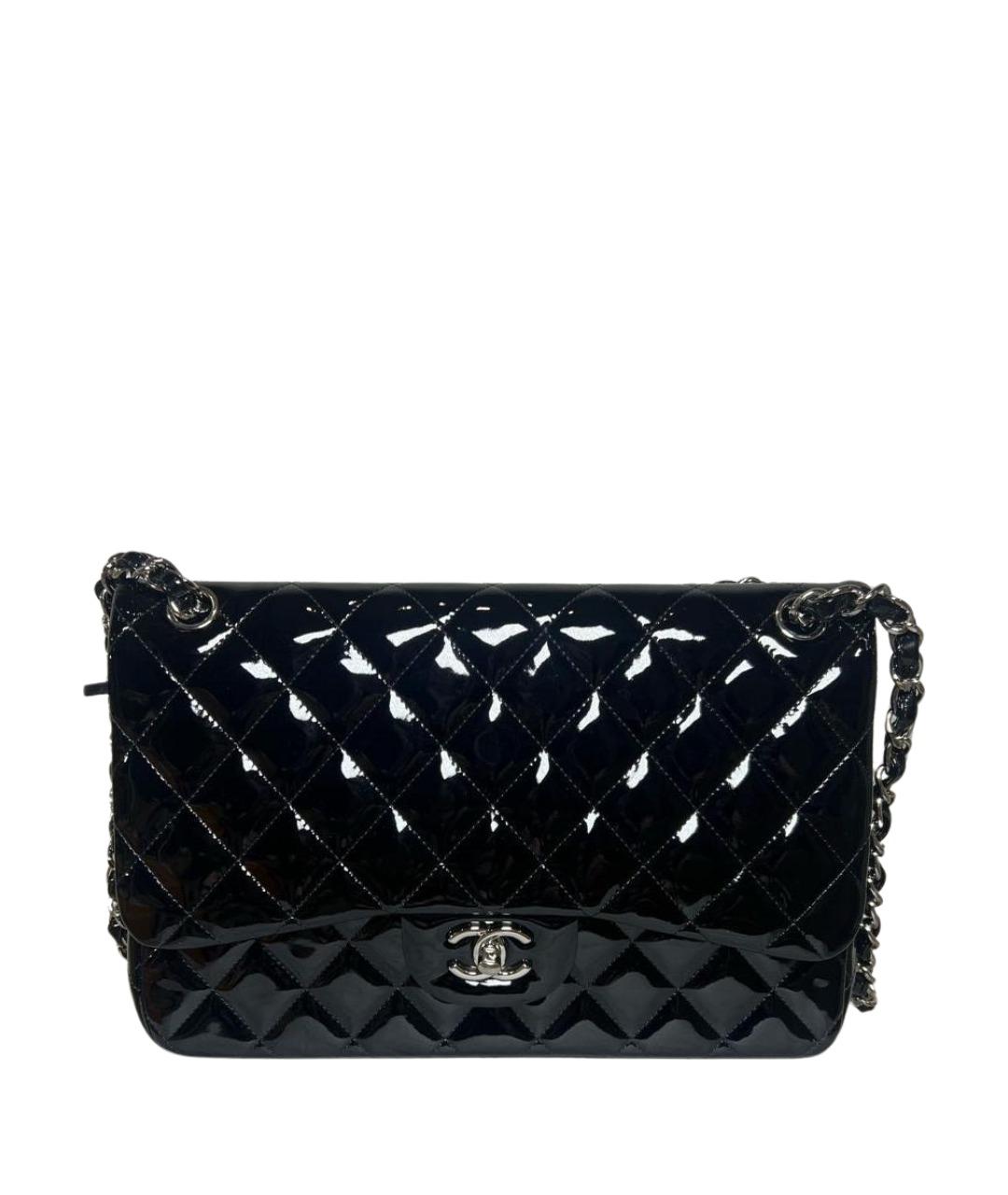 CHANEL Черная сумка через плечо из лакированной кожи, фото 1