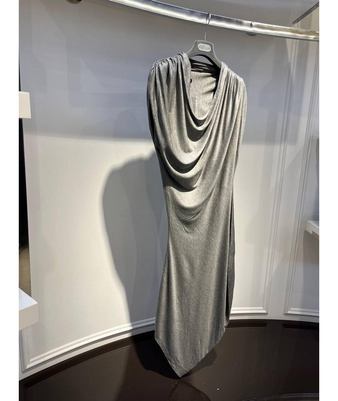 ALEXANDER MCQUEEN Серебряное вискозное вечернее платье, фото 2