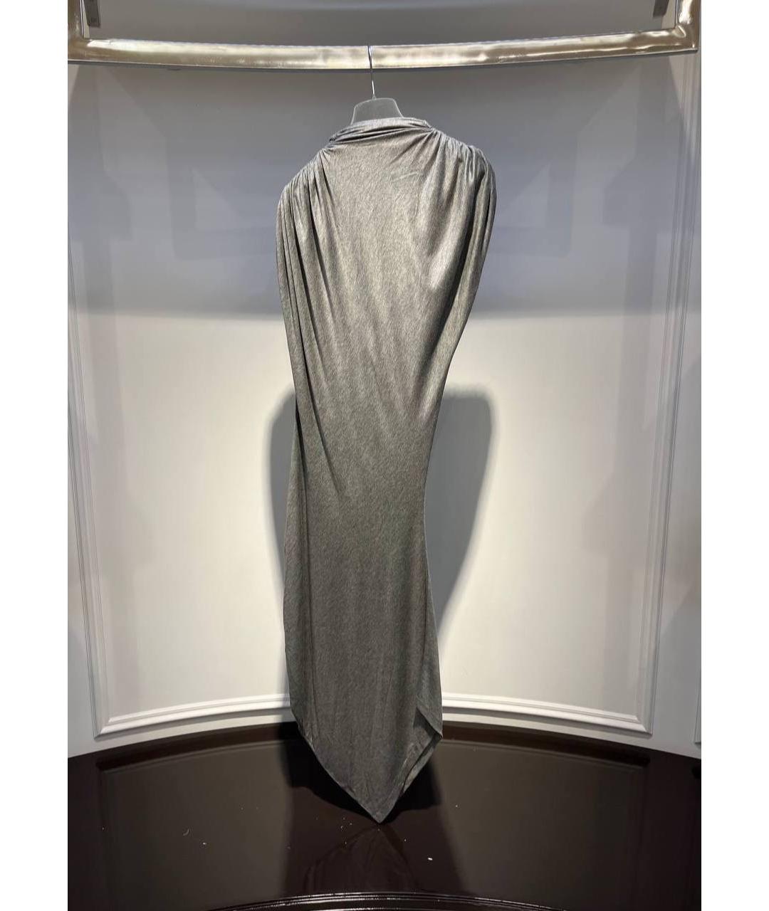 ALEXANDER MCQUEEN Серебряное вискозное вечернее платье, фото 3