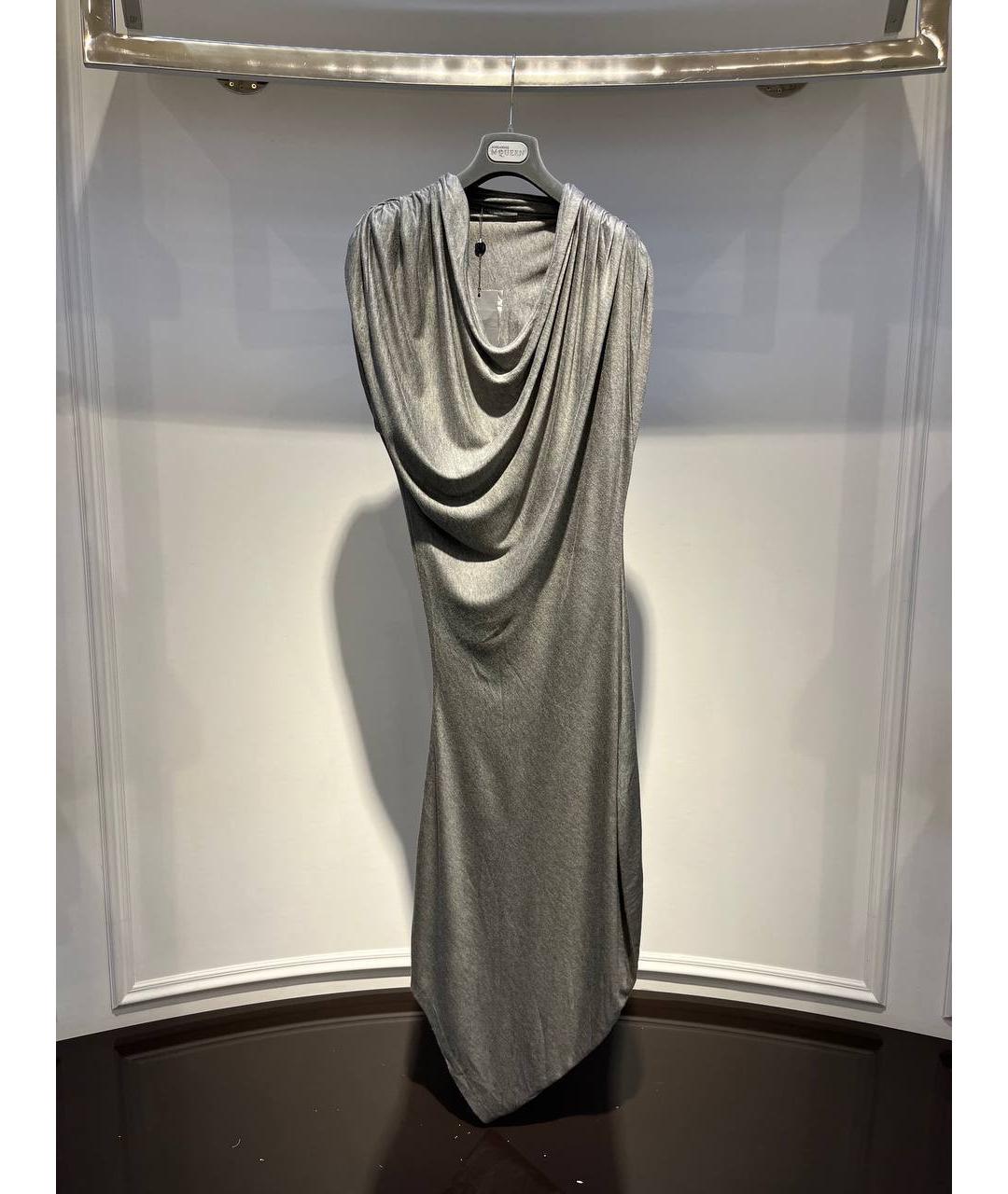 ALEXANDER MCQUEEN Серебряное вискозное вечернее платье, фото 4