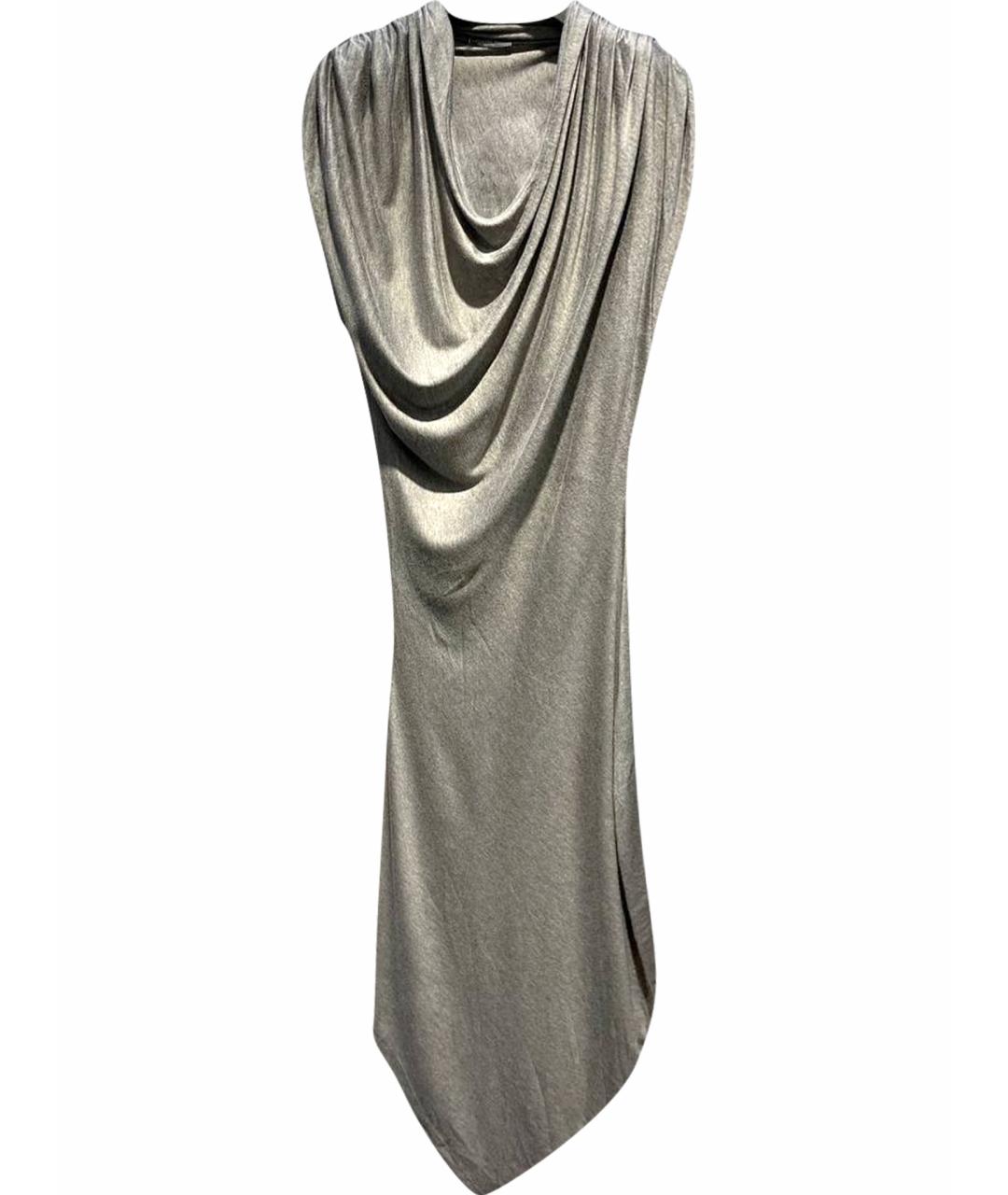 ALEXANDER MCQUEEN Серебряное вискозное вечернее платье, фото 1