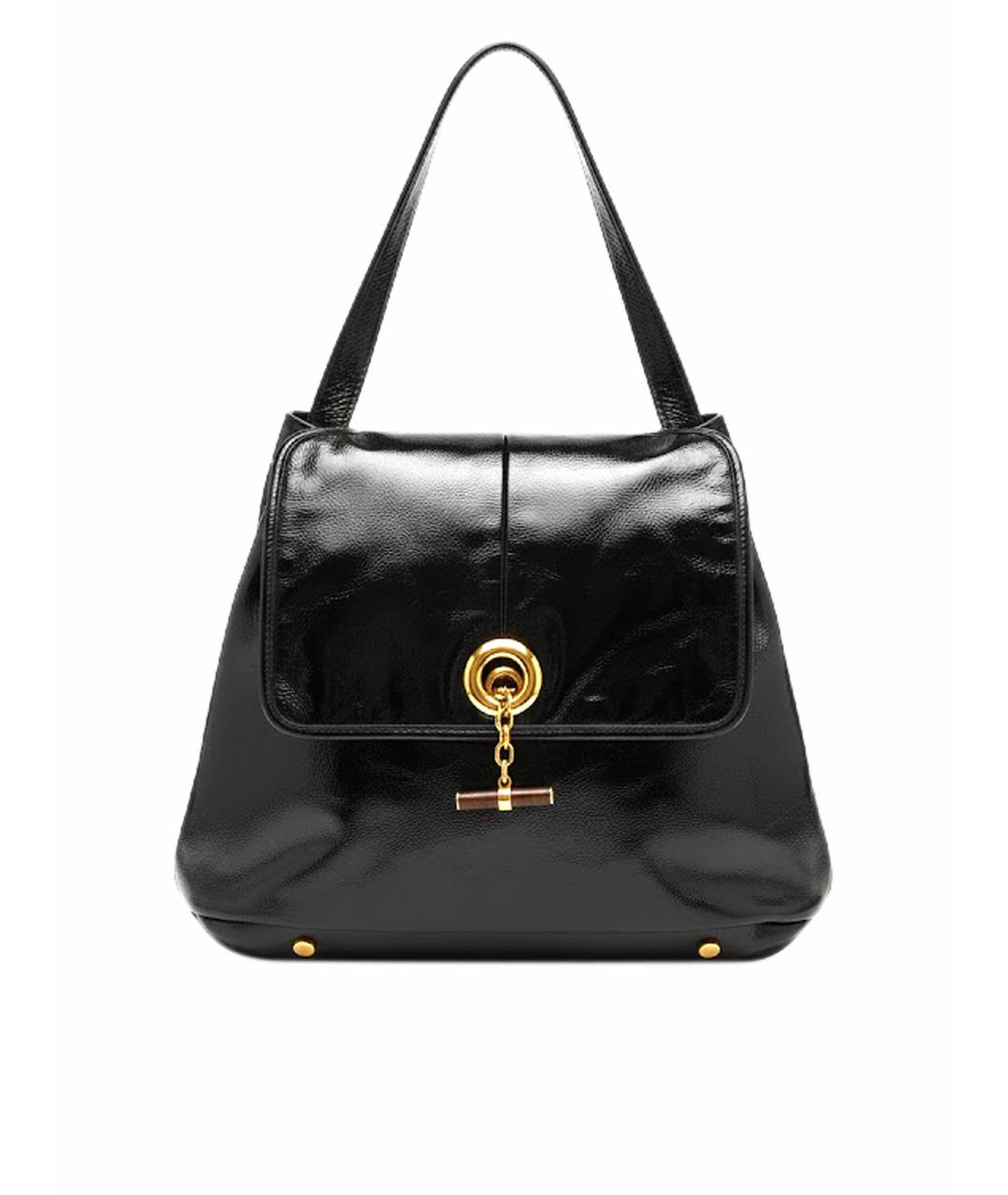 SAINT LAURENT Черная сумка через плечо из лакированной кожи, фото 1