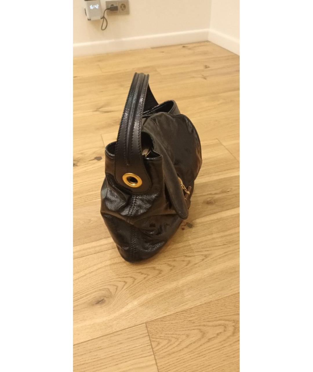 SAINT LAURENT Черная сумка через плечо из лакированной кожи, фото 3