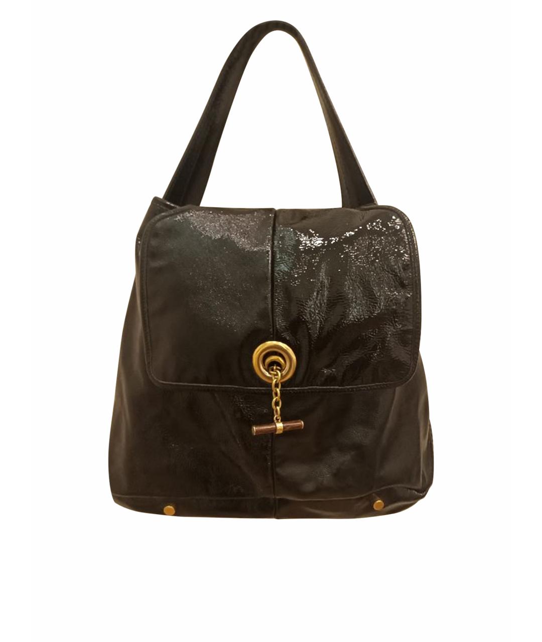 SAINT LAURENT Черная сумка через плечо из лакированной кожи, фото 5