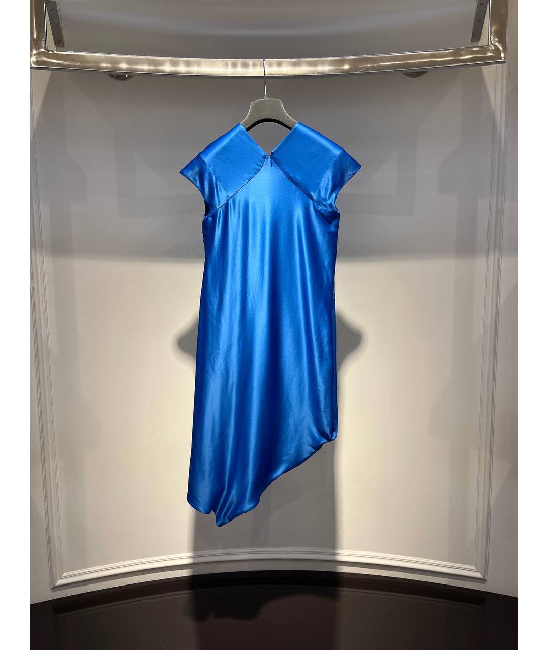 ALEXANDER MCQUEEN Синее шелковое вечернее платье, фото 3