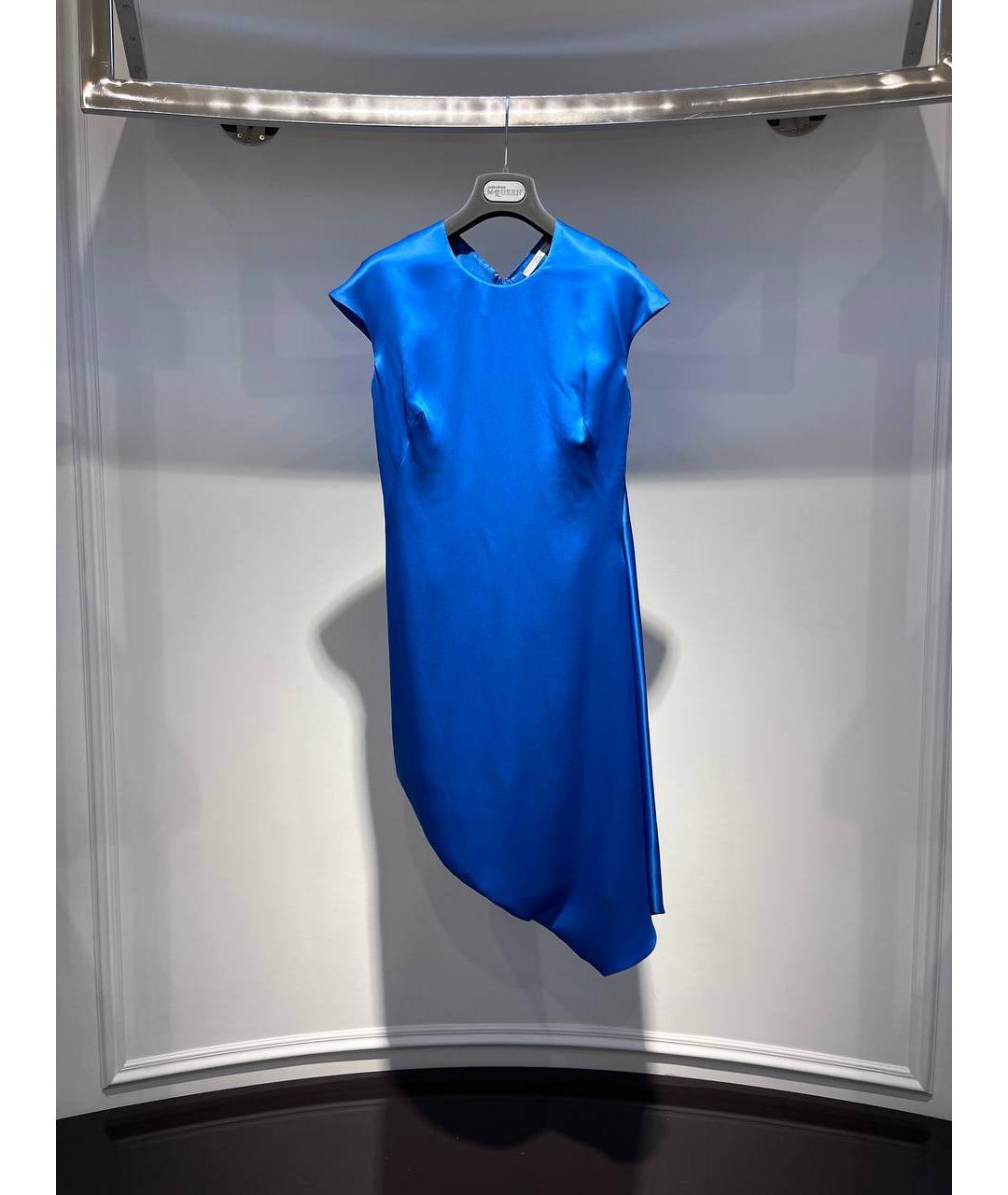 ALEXANDER MCQUEEN Синее шелковое вечернее платье, фото 4