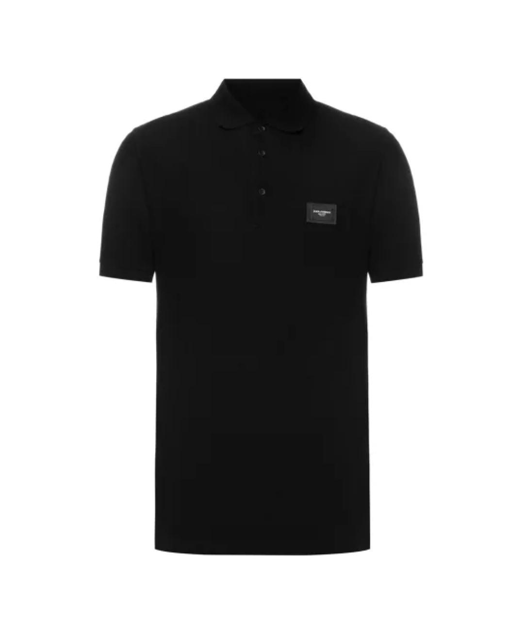 DOLCE&GABBANA Черное хлопковое поло с коротким рукавом, фото 1
