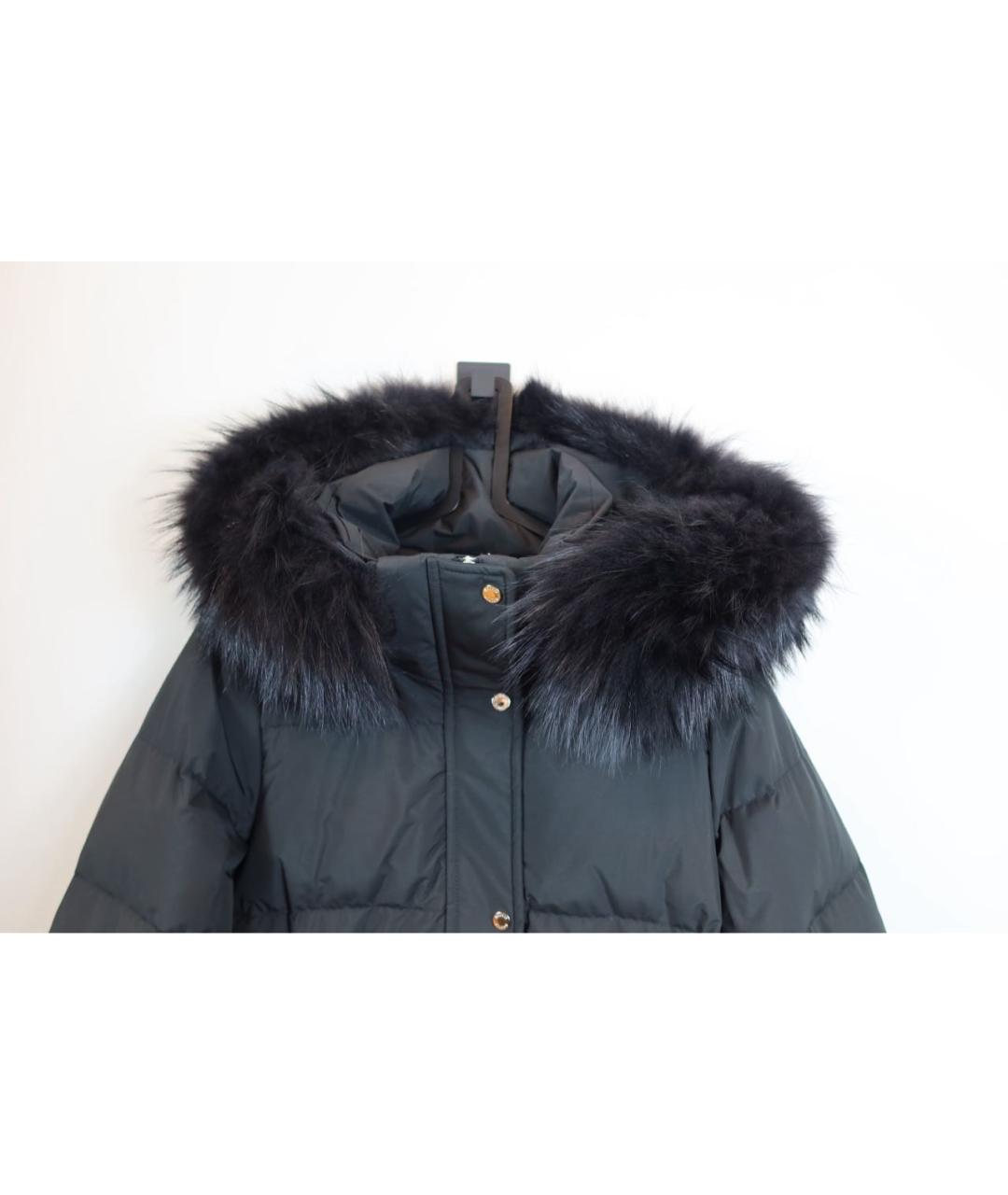 MOORER Черное полиэстеровое пальто, фото 2