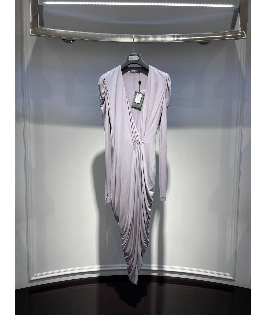 ALEXANDER MCQUEEN Серое вискозное вечернее платье, фото 4