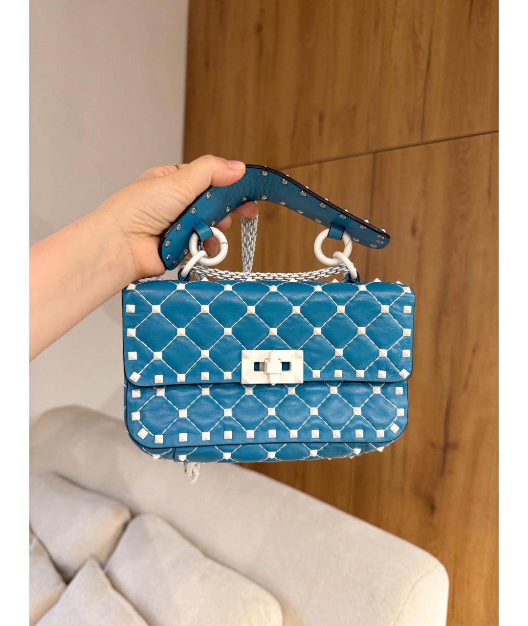 VALENTINO Голубая кожаная сумка через плечо, фото 2