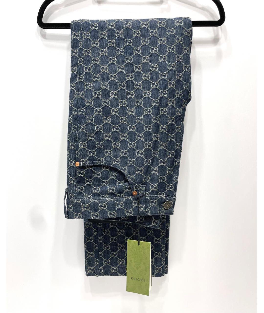GUCCI Синие хлопковые прямые джинсы, фото 2