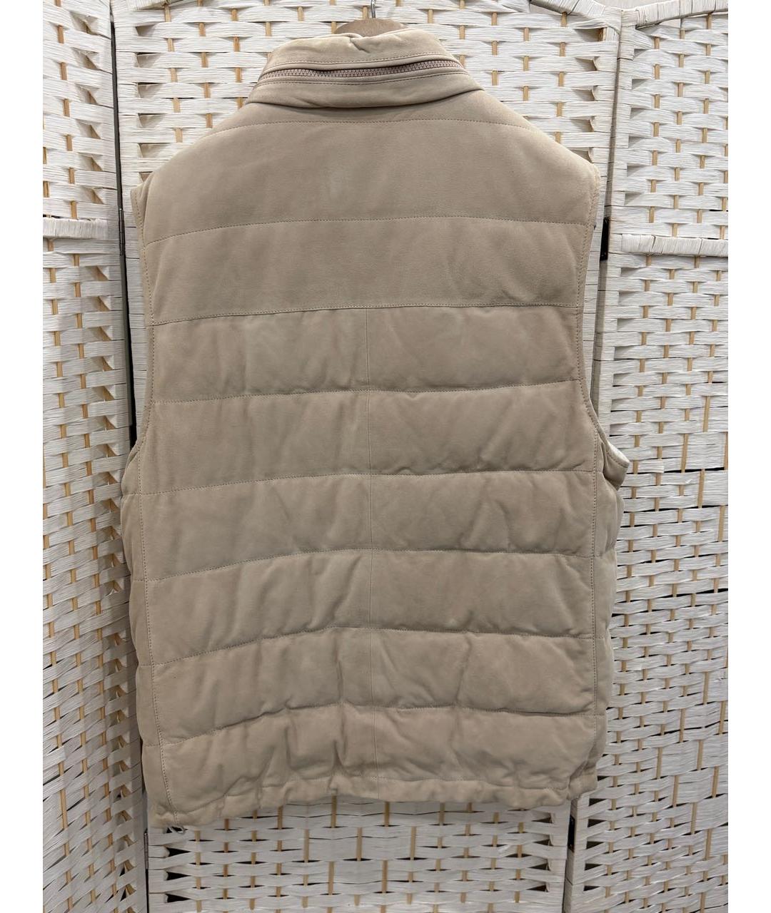 BRUNELLO CUCINELLI Бежевый замшевый жилет, фото 2