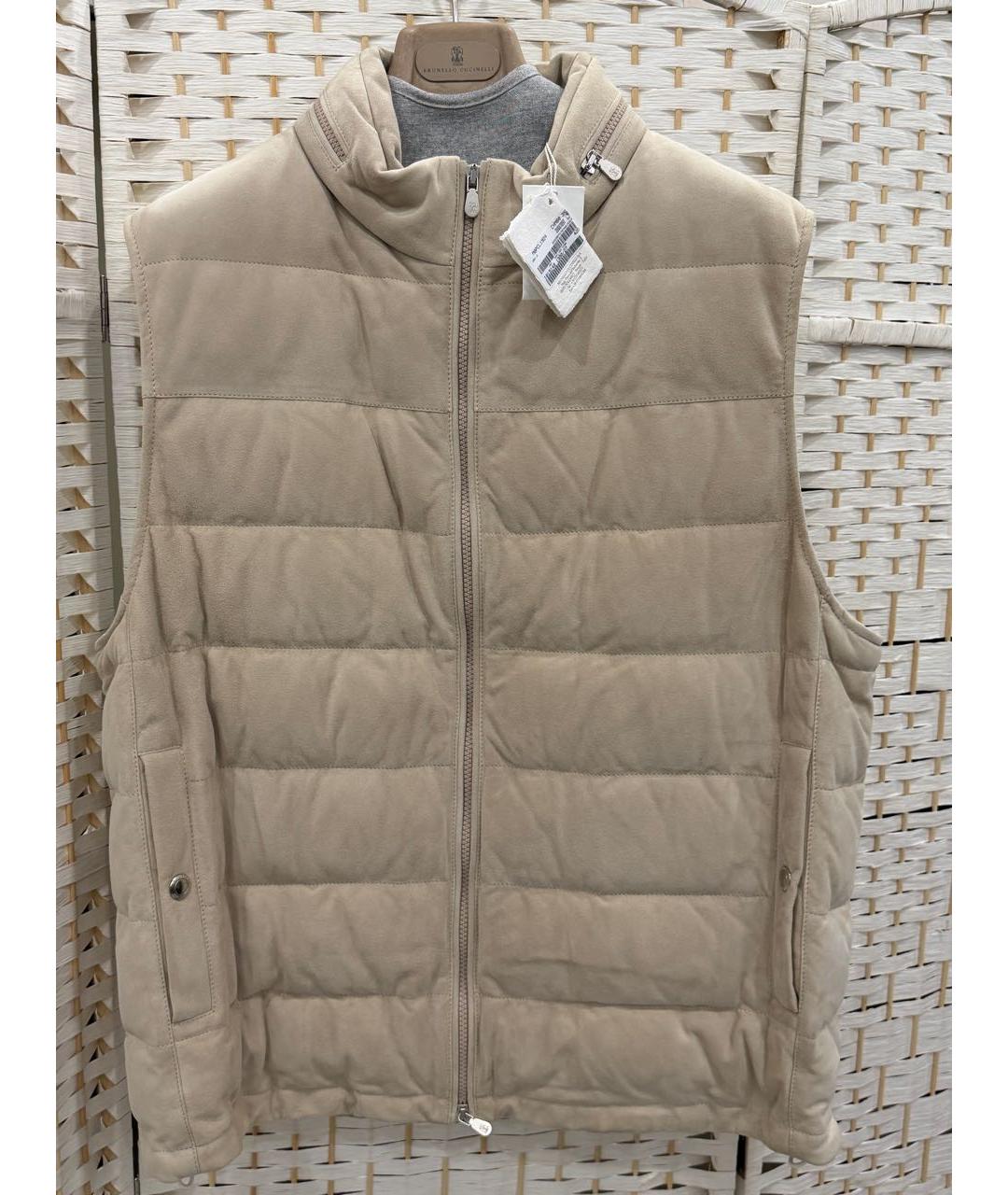 BRUNELLO CUCINELLI Бежевый замшевый жилет, фото 4