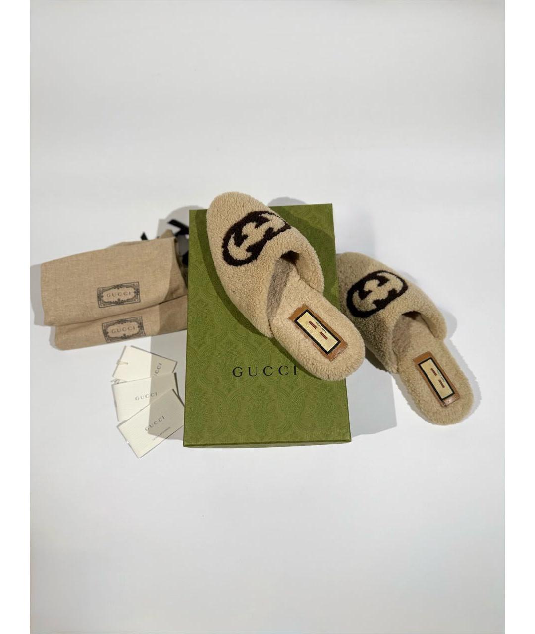 GUCCI Бежевые сабо, фото 5