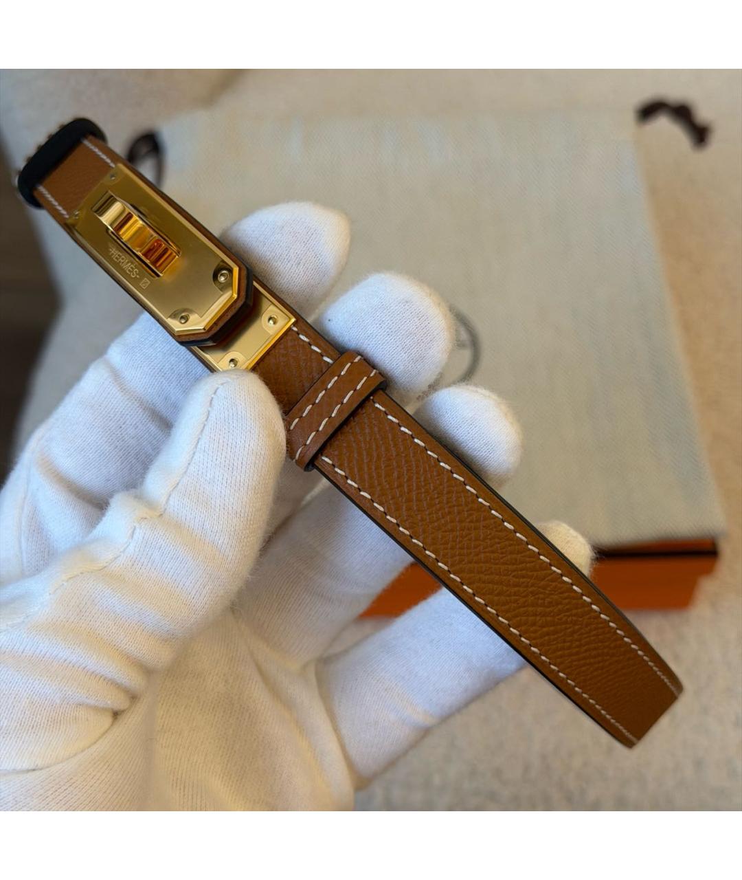 HERMES Коричневый кожаный ремень, фото 4