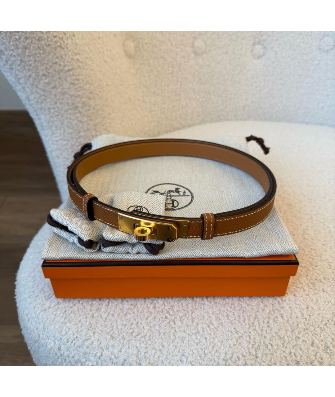 HERMES Коричневый кожаный ремень, фото 2