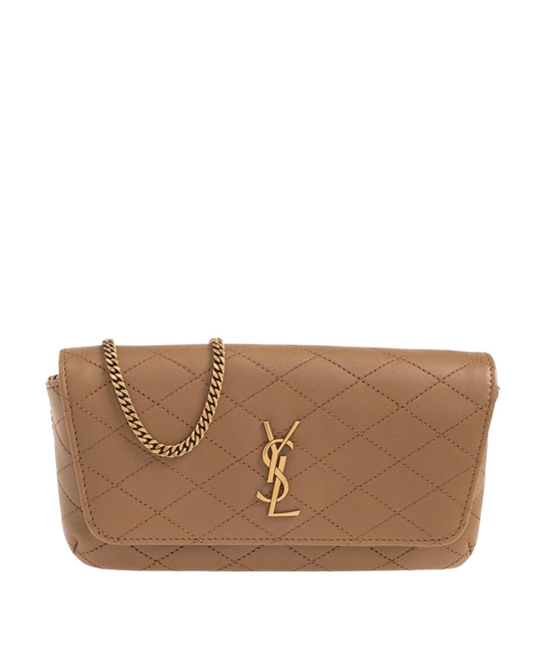 SAINT LAURENT Коричневая кожаная сумка через плечо, фото 1