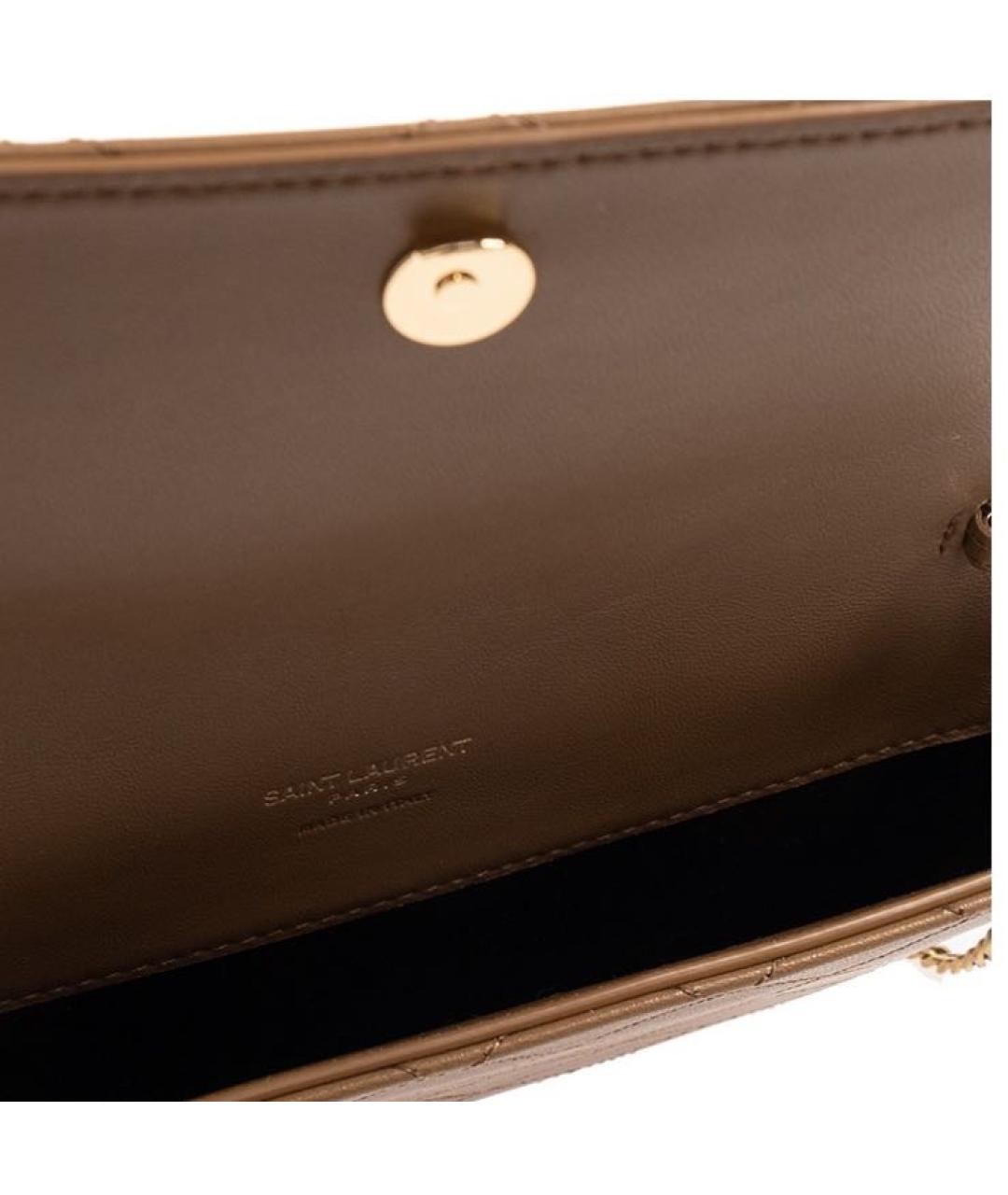 SAINT LAURENT Коричневая кожаная сумка через плечо, фото 4