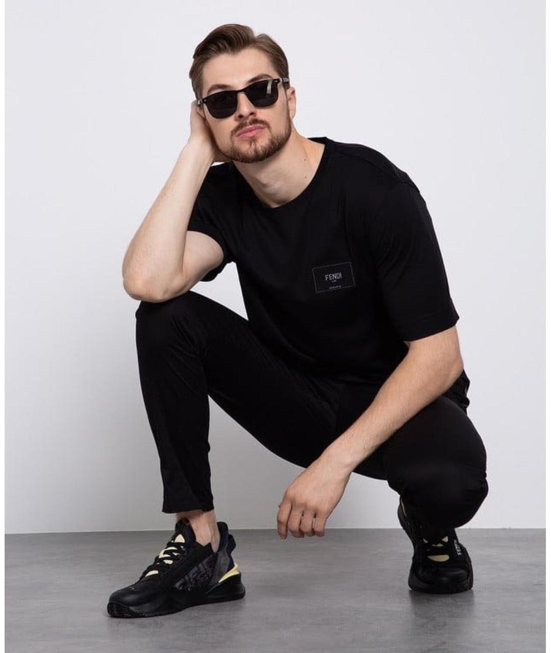 FENDI Черная хлопковая футболка, фото 2