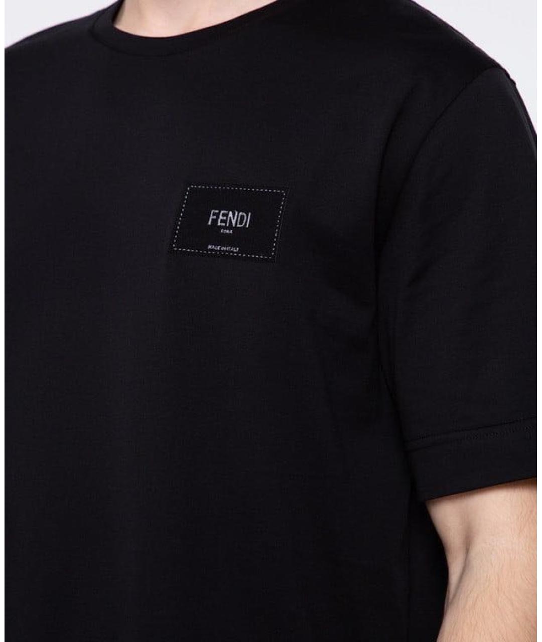 FENDI Черная хлопковая футболка, фото 3