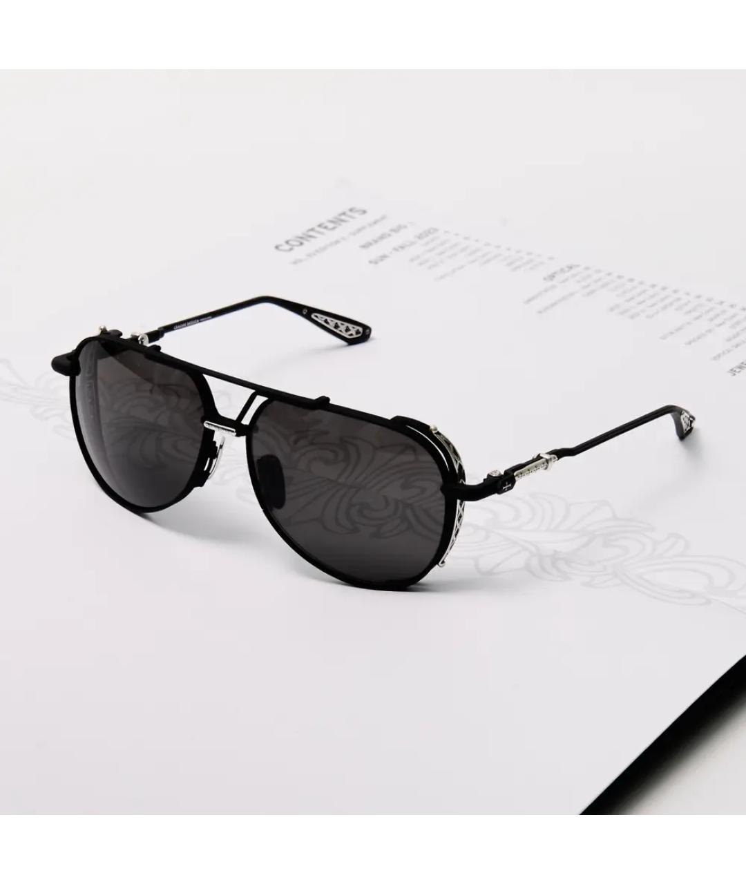 CHROME HEARTS Черные металлические солнцезащитные очки, фото 3