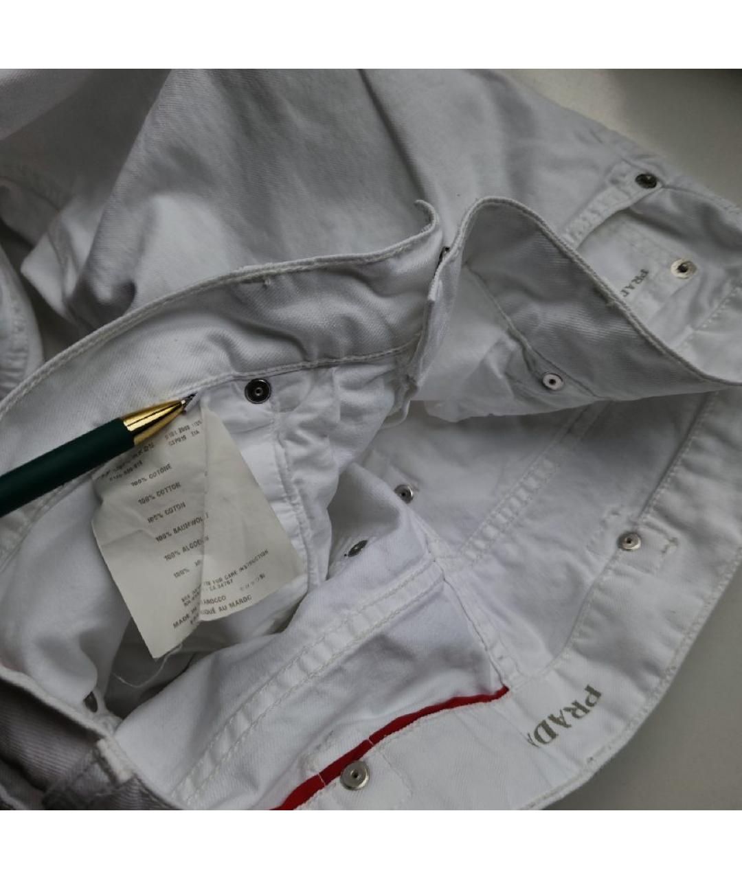 PRADA Белые хлопковые прямые джинсы, фото 4