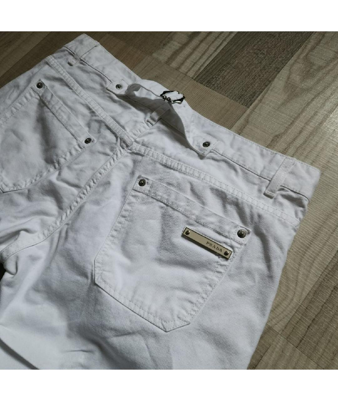 PRADA Белые хлопковые прямые джинсы, фото 3