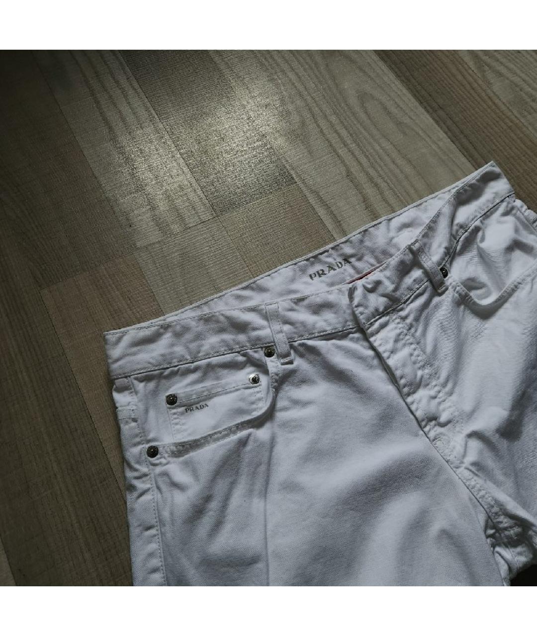 PRADA Белые хлопковые прямые джинсы, фото 6