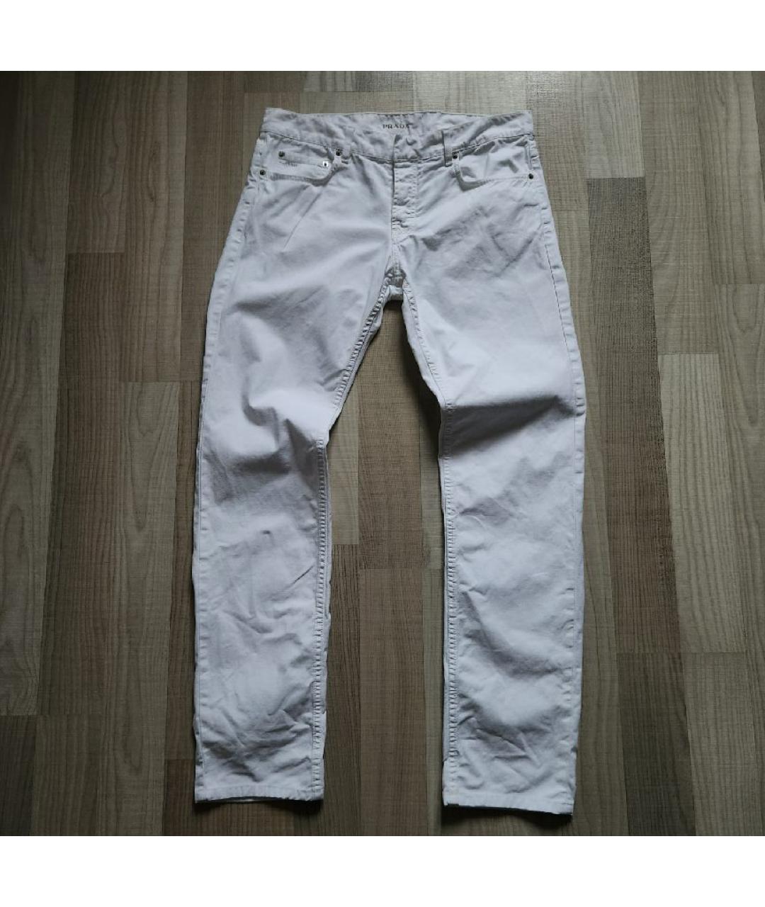 PRADA Белые хлопковые прямые джинсы, фото 7