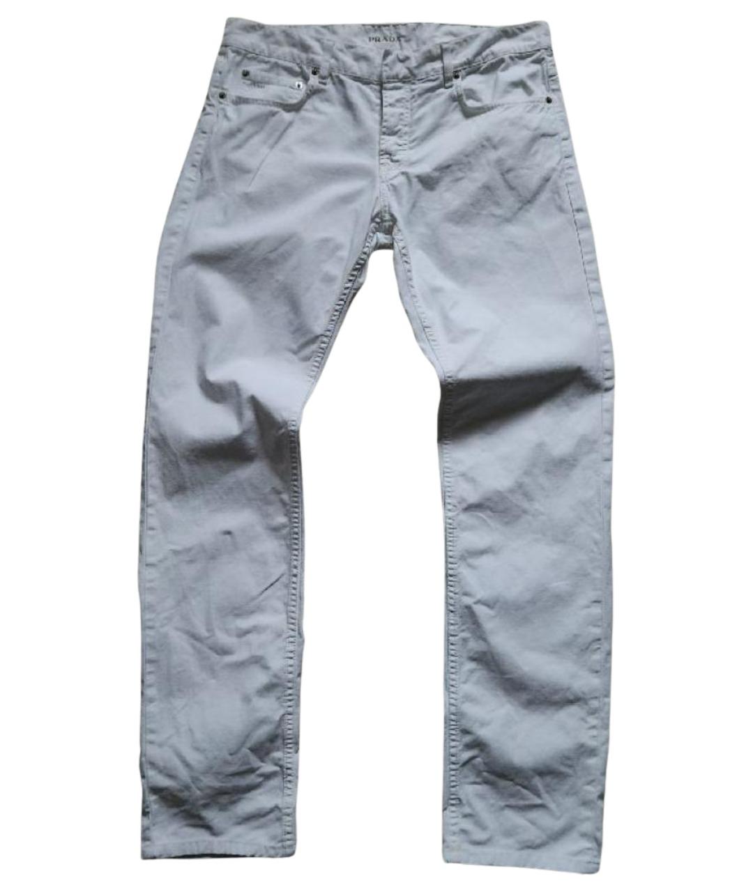 PRADA Белые хлопковые прямые джинсы, фото 1