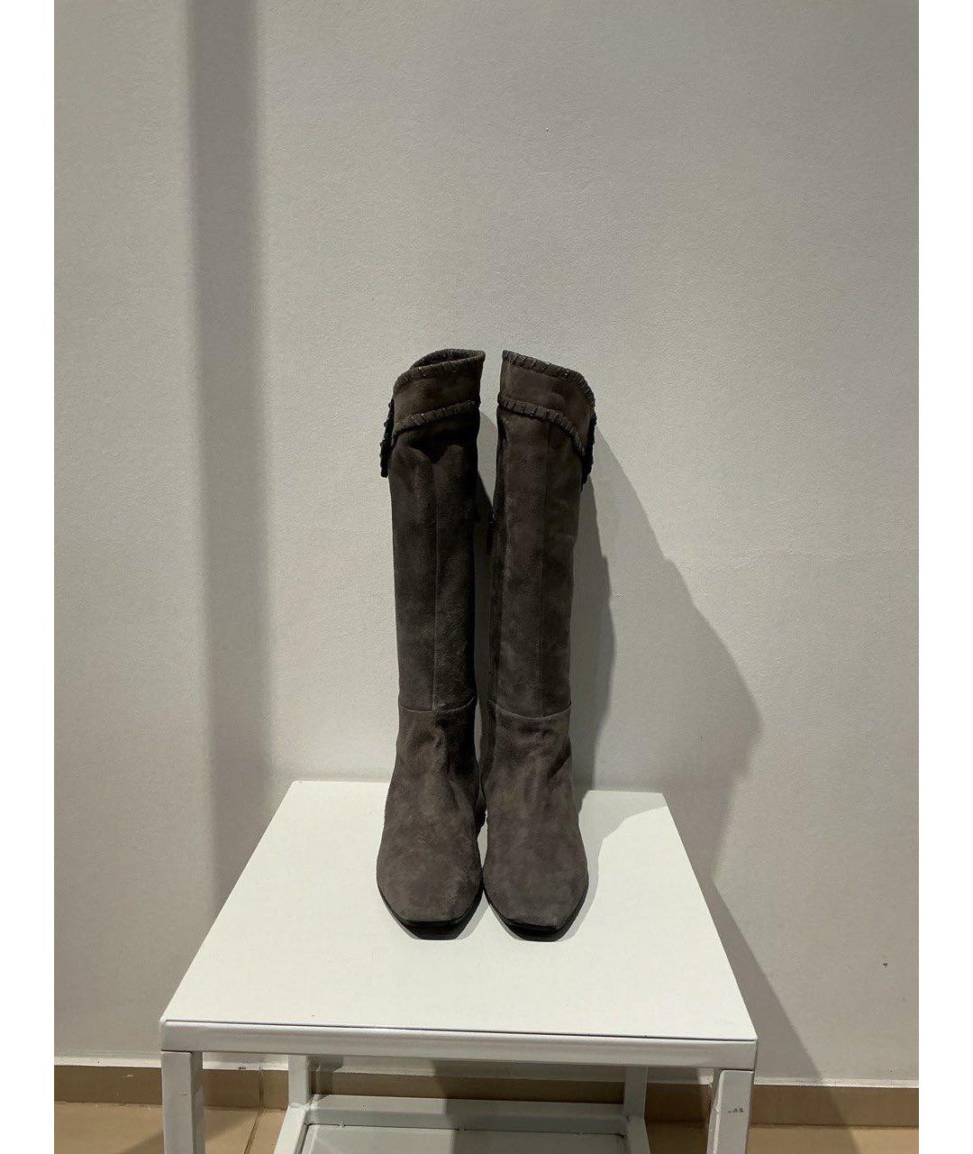 CASADEI Серые замшевые сапоги, фото 3