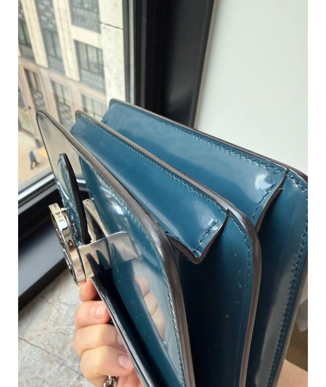 GUCCI Темно-синяя сумка через плечо из лакированной кожи, фото 6