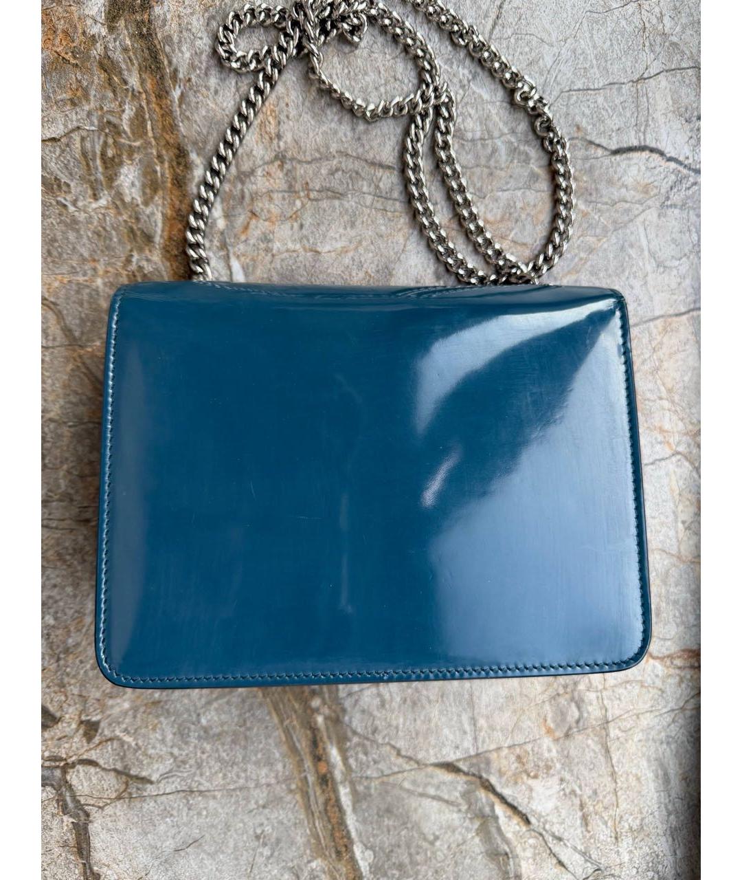 GUCCI Темно-синяя сумка через плечо из лакированной кожи, фото 3