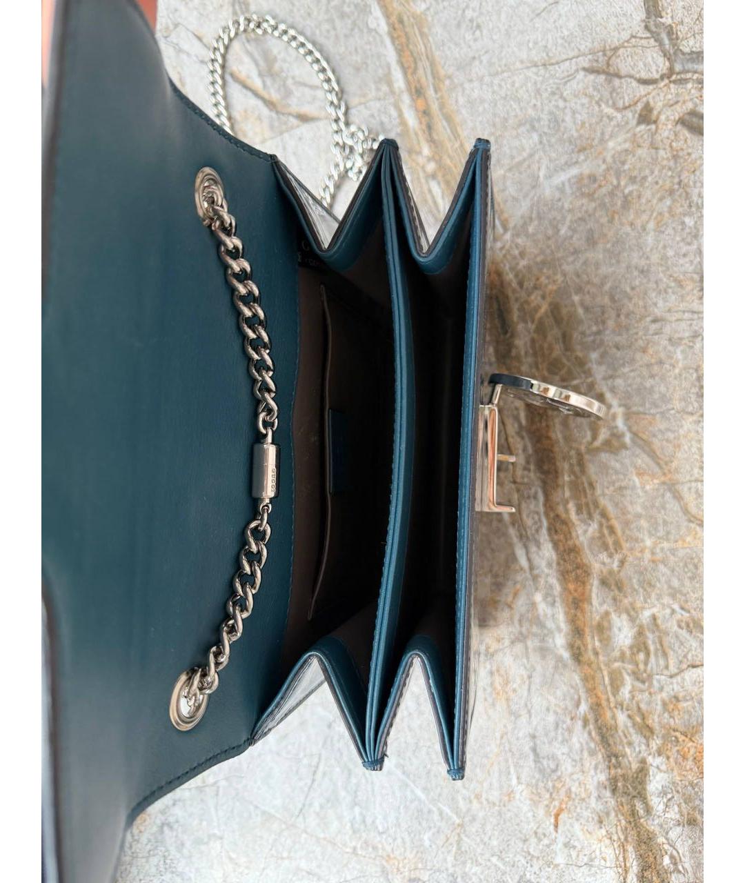 GUCCI Темно-синяя сумка через плечо из лакированной кожи, фото 4