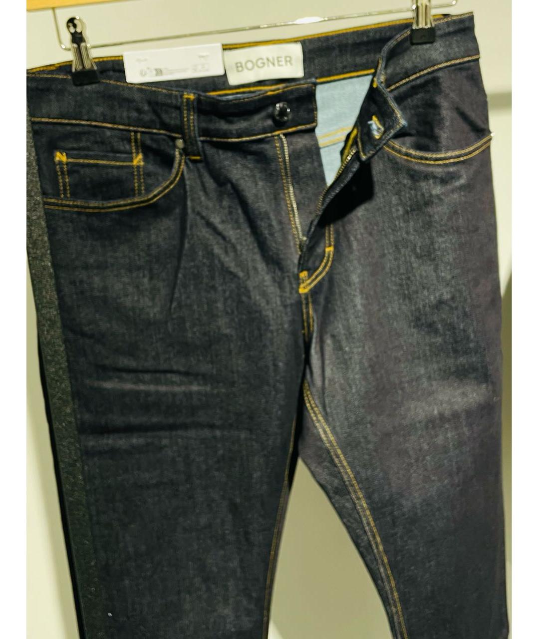 BOGNER Темно-синие хлопко-полиэстеровые прямые джинсы, фото 4