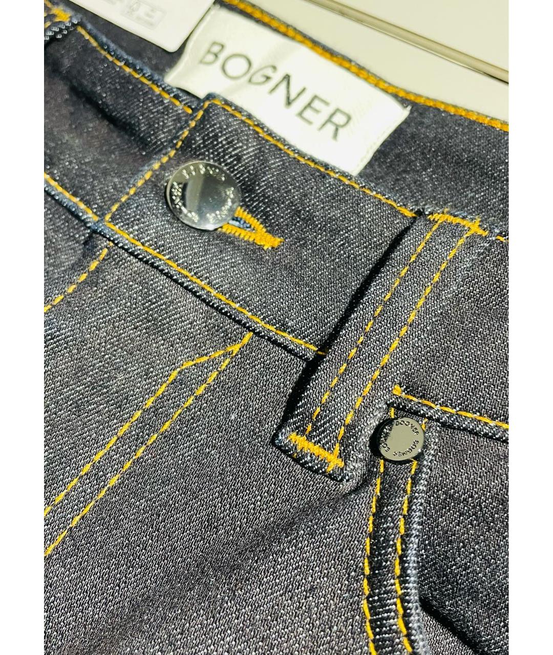 BOGNER Темно-синие хлопко-полиэстеровые прямые джинсы, фото 7
