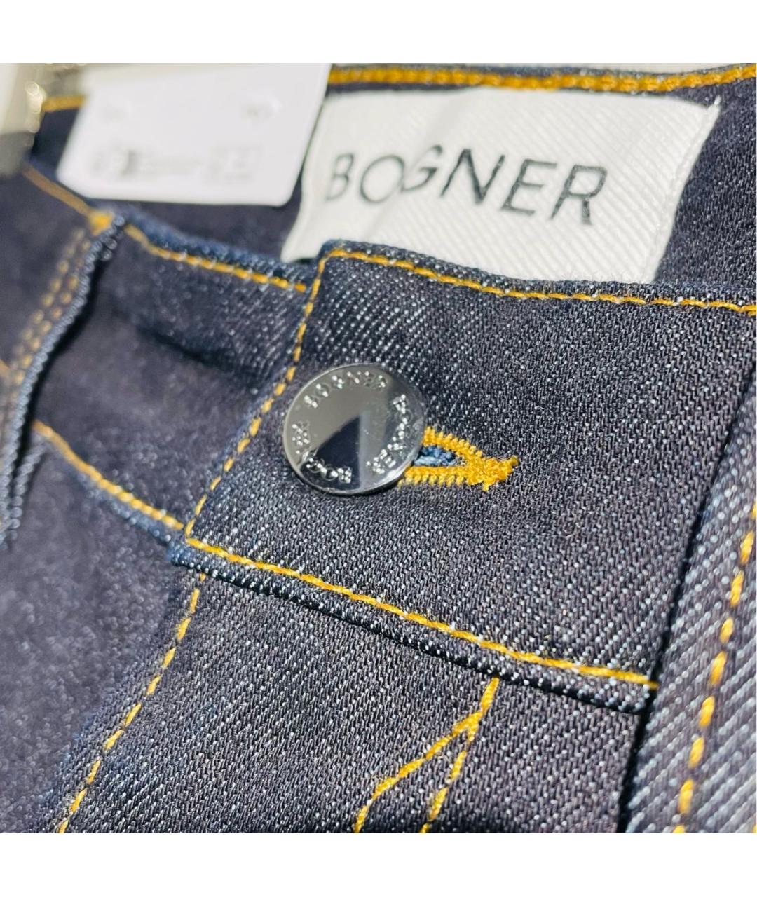 BOGNER Темно-синие хлопко-полиэстеровые прямые джинсы, фото 8