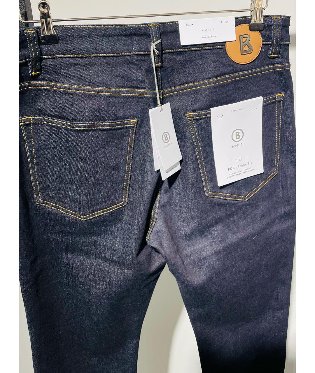 BOGNER Темно-синие хлопко-полиэстеровые прямые джинсы, фото 3